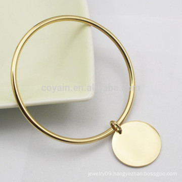 Simple Design Gold Thin Bangles With Round Charm